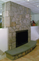 Fireplace in North Stamford in basement pool room.